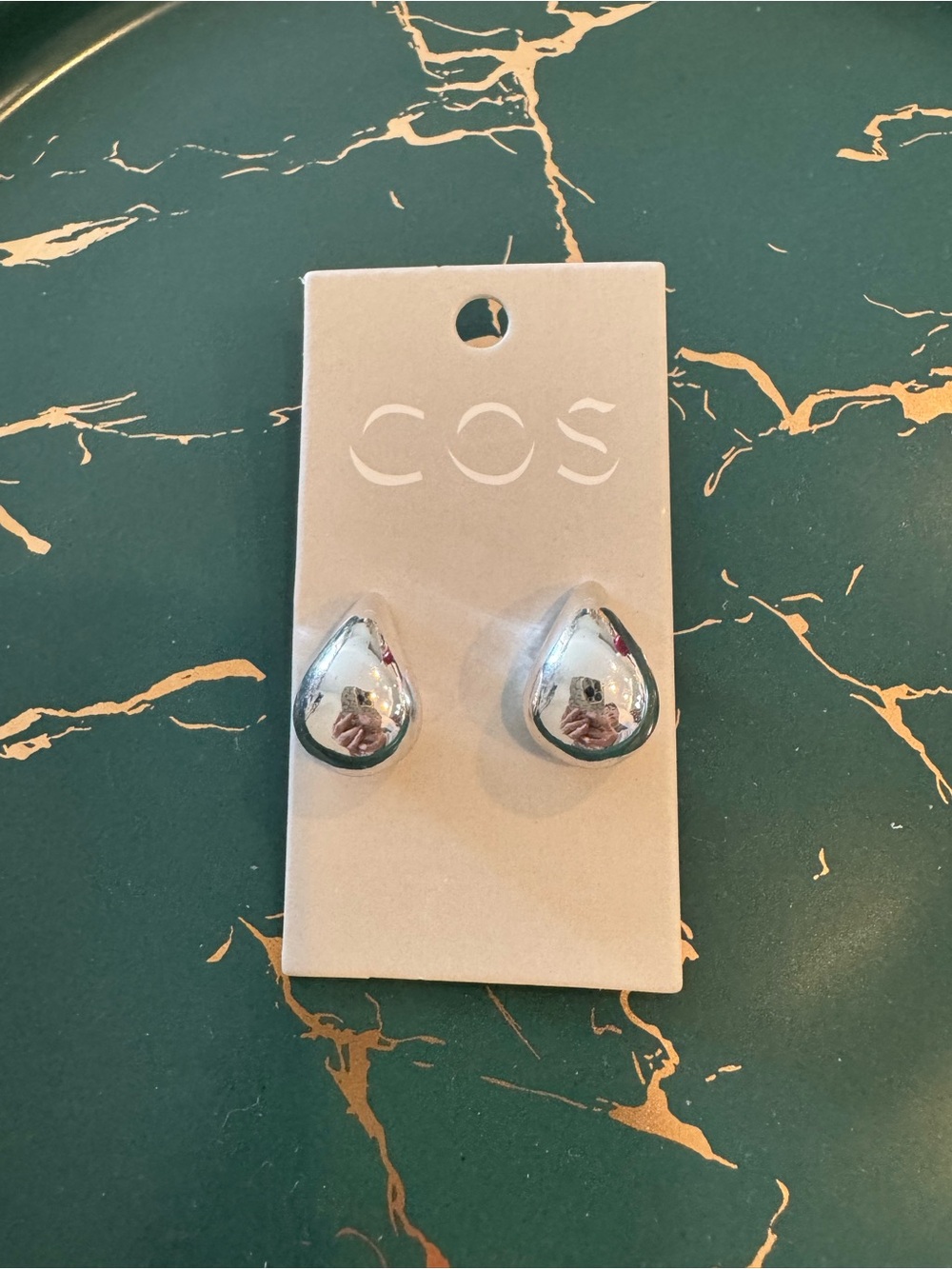 COS Silver Teardrop Stud Earrings